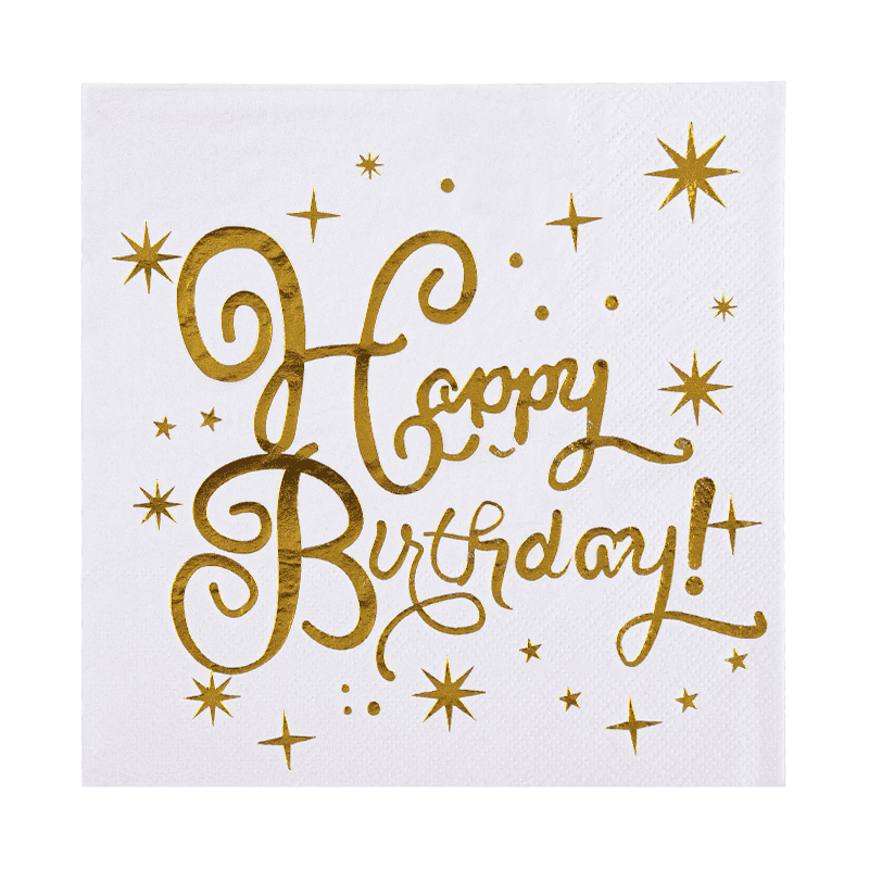 33x33 Wszystkiego najlepszego z okazji urodzin serwetki koktajlowe 3Ply papierowe serwetki z gorącym stemplowaniem SJ3301