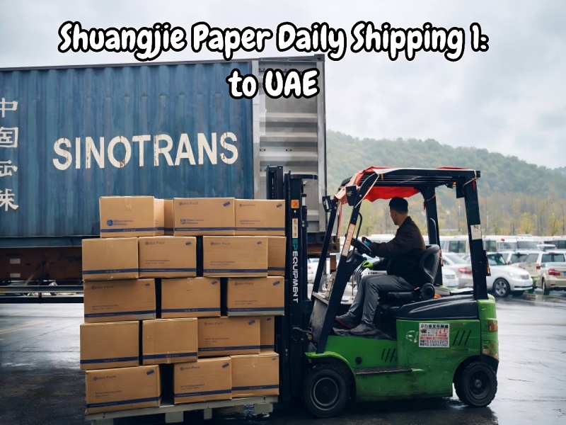 Shuangjie Paper wysyła pełny kontener serwetek Airlaid do Zjednoczonych Emiratów Arabskich z portu Ningbo